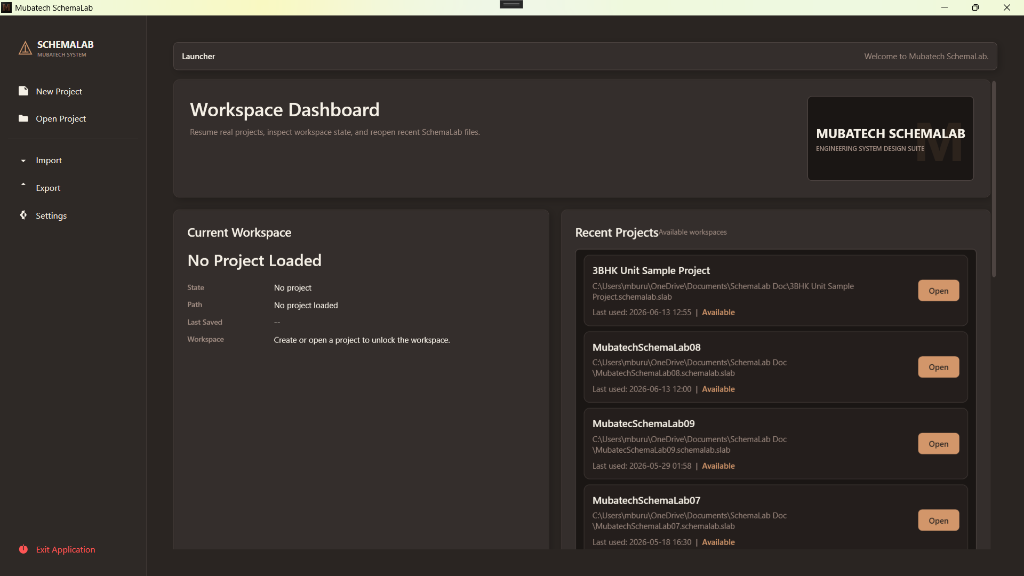 SchemaLab Workspace Launcher Dashboard