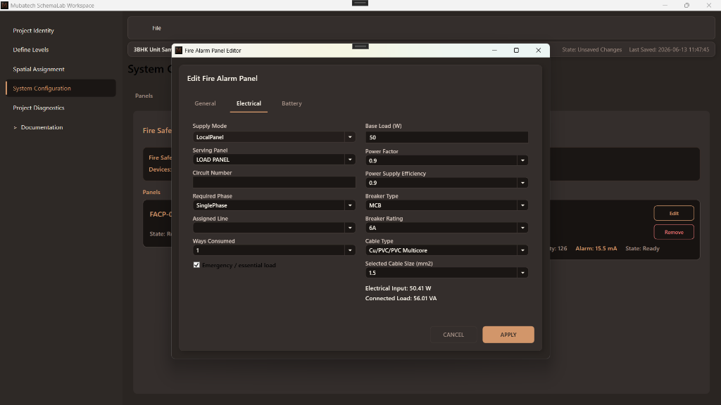 SchemaLab Fire Alarm Panel Editor – Electrical