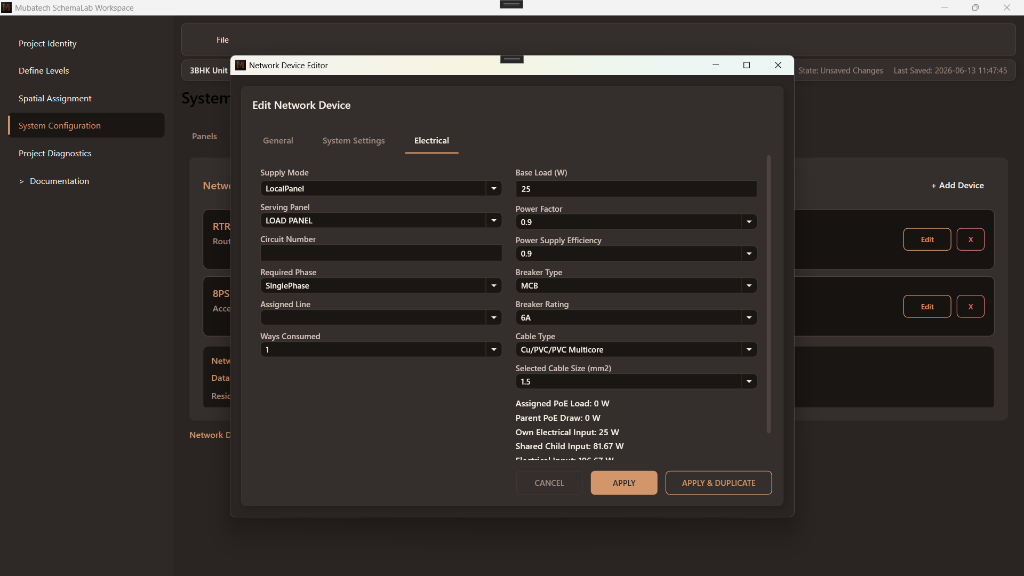 SchemaLab Network Device Editor – Electrical